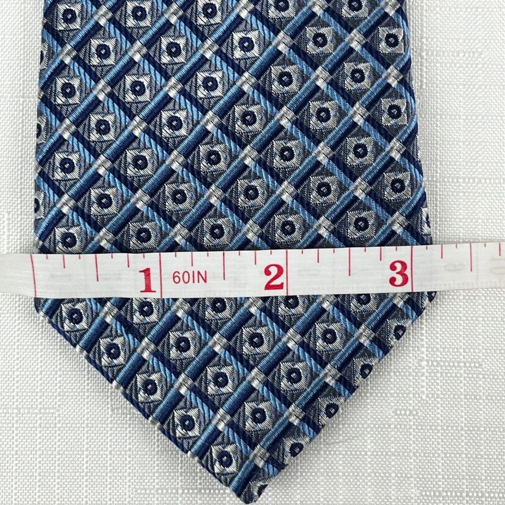 Jos. A. Bank Reserve Tie Mens Blue Silver‎ Geometric Silk Necktie 1301